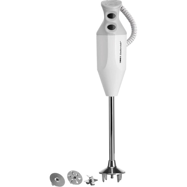 ESGE Zauberstab P 200 Professional White/Grey 90860 Hand Blender, Purée Stick, 2 Levels up to 17,000 rpm, Ergonomic Handle, Durable, Robust Motor, Includes Accessories, 200 W, Made in Switzerland