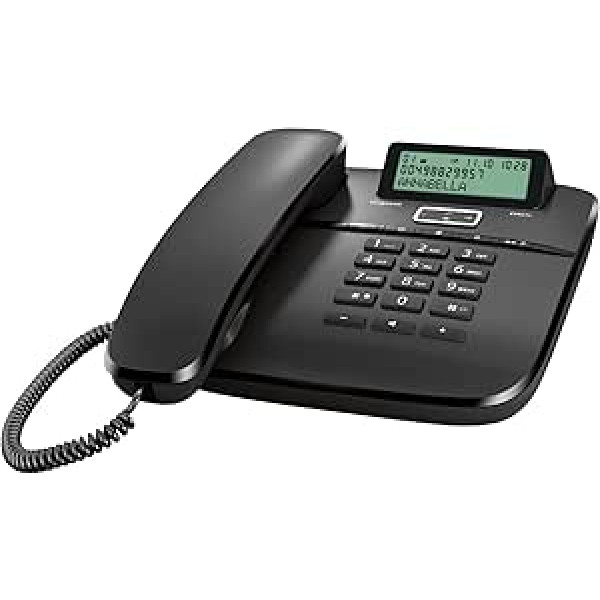 Gigaset DA611 - Corded Telephone with Hands-Free Function - Phone Book with VIP Identification - Speed Dial Entries - Call Display (CLIP) - Call History - Button Lock, Black