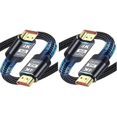 HDMI Cable, 4K HDMI Cable 1M/3.3FT,Ultra High Speed Braided HDMI Lead Support 4K@60Hz, ARC, HDR, 3D, Ethernet Compatible with All HDMI Devices (Packung mit 2)