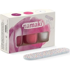 Namaki Organic Nail Polish Set of 3 for Children, Fruit Sorbet, Water-based, Removable Nail Polish, Peel-Off Formula, with Nail File, 3 x 7.5 ml