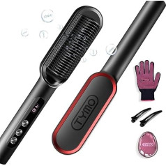 TYMO Ring Plus Ionic Hair Straightener Comb - Hair Straightening Brush and Iron with Nano Titanium Coating for Even Heat, 9 Temperature Settings and LCD Screen