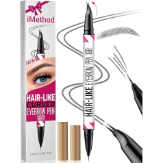 iMethod Curved Microblading Eyebrow Pencil, Eyebrow Pencil, 2-in-1 Dual-Ended Eyebrow Pencil, Eyebrow Pen with Curved Tip & Precise Brush Tip, Creates Natural Eyebrows, Grey