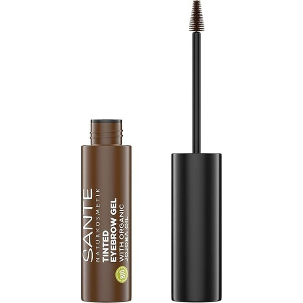 SANTE Naturkosmetik Eyebrow Gel, Colour Brown, Tinted Eyebrow Gel 02 for Darker Eyebrow Colour, Shapes Brows & Fills Gaps Vegan, 3.5 ml