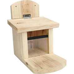 Holz Eichhörnchen-Futterhaus – Windgeschützter Spender mit nagetierresistentem Dach und extra langem Brett für Wildtiere, Haustiere, Garten, Hof, Terrasse, Balkon, Außenbereich, Zuhause,