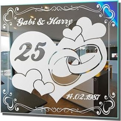 Mirror with Engraving for Silver Wedding 1 Wall Picture Wedding Anniversary Marriage Wedding Gift 25 Years Personalised