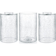 Skelang 3 Piece Glass Shade, Crackle Shade, 42mm Clear Shade, Replacement Cylinder Shade for Trailer, Wall Light, Vanity Lamp, Table Lamp