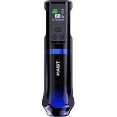Mast Hertz Tattoo Machine Wireless Tattoo Rotation Tattoo Machine Pen with Adjustable Frequency (3-150 Hz), Brushless Motor, 3.5 mm Hub, 1800 mAh Battery and LCD Display for Tattoo Artists