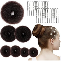 MAQIHAN Hair Donut Bun Maker Kit - Updo Sock for Long Hair, Bun Holder with Hair Clips (1 Extra Large, 2 Large, 2 Medium, 2 Small)