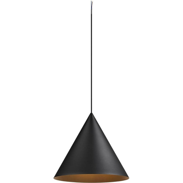SLV MAGICO 38 Black Metal Pendant Light, Interior Lighting, Ceiling Light, Dining Room Light, Living Room Light, Conical, E27, 10 W, Matte Black, Diameter 38 cm