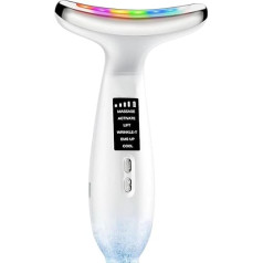 EMS Gesichtsmassagegerät gegen Falten – Elektrischer Gua Sha Face Massager mit 5°C Kälte & 45°C Wärme, 6 Modi & 7 Farben LED – Lifting & Straffung für Gesicht & Hals, für Damen & Herren - Weiß