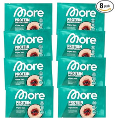 More Protein Semolina Pudding 2.0, Pack of 8, 8 x 60 g, 34 g Protein per Serving, Quick Preparation without Cooking, Creamy Delicious Semolina Pudding with Less Sugar and Fat, Perfect for Refining
