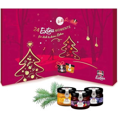 Schwartau Advent Calendar 2025, Christmas Calendar Gift with Mini Jam, Jam, Jelly and Honey, 24 Fruit Spread & Honey Portion Glasses, Tasting Set for Christmas, Advent and Holidays
