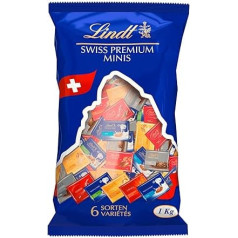 Lindt Chocolate Swiss Napolitains | 1 kg | Milk Chocolate Mini Bars in Varieties, Milk Nut, Lindor Milk, Cresta, White, Crémant | Bulk Pack | Chocolate Gift