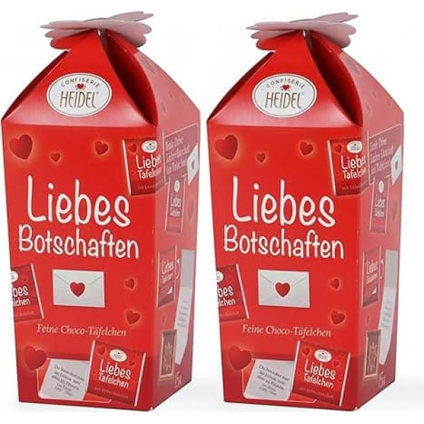 Heidel Love Messages - Milk Chocolate Bars (150g), 30 Mini Plates - With Love Messages - Gift Idea for Men & Women for Birthday, Valentine's Day & Thank You