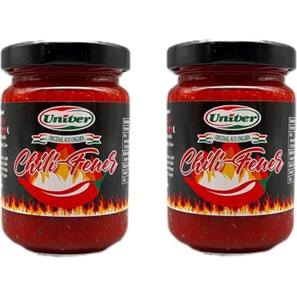 Univer Chili Fire (2 x 150g) - Extra Hot Hungarian Pepper Paste, Traditional Chilli Seasoning Paste for Goulash and Meat, Original from Hungary