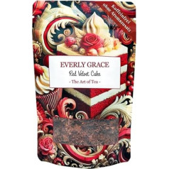 Everly Grace Red Velvet Tea - Organic Rooibos Tea with Cocoa Bowls, Vanilla and Beetroot, Loose Dessert Tea, Herbal Tea, Caffeine-Free Gourmet Tea, Red Velvet Cake Flavour, Culinary Gourmet Enjoyment