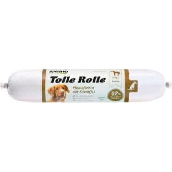 Anibio 8 x Great Rolls - Horse 400 g Wet Food for Dogs - Hypoallergenic Horse Meat with Potato - Grain Free - 92% Horse Meat