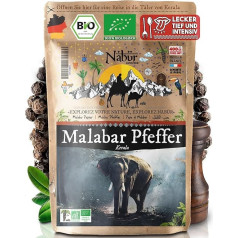 Nabür - Organic Malabar Black Pepper 400 g | Whole Malabar Pepper from India, Fruity, Smoky Notes