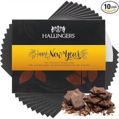 Hallingers Full Milk Fine Chocolate with Marc de Champagne, Handmade (900 g) - 10 x Happy New Year (Blackboard Cardboard) - for Christmas, Congratulations, Thank You - Give Now for Christmas 2023