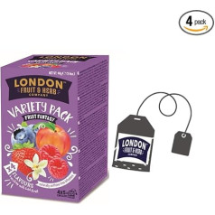 London Fruit® | Assortment of Infusions 4 Flavours | Raspberry, Peach, Strawberry and Vanilla, Blueberry Herbal Tea | Fruit Teas without Caffeine - 4 x 5 Bags (40g)