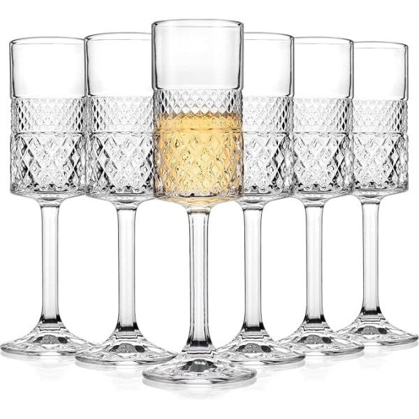 Champagne Glasses, Set of 6, 200 ml Crystal Champagne Glasses, Lead-Free Square Champagne Glasses, Gift for Birthday, Wedding, Anniversary