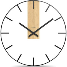 Cander Berlin UNDIS XXL Vintage Wall Clock Silent 60 cm Metal Wood Oak Veneer without Ticking Noises Large Modern Black Living Room