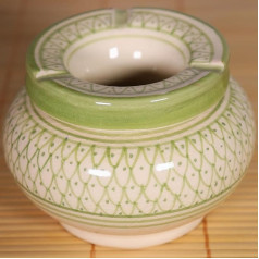 Moroccan Green Berber and Oriental Lace Ashtray - Made and Hand Painted - Smell Proof Lid