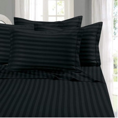 Elegant Comfort Best, Softest, Coziest 6-Piece Sheet Sets! - 1500 Thread Count Egyptian Quality Luxurious Wrinkle Resistant 6-Piece DAMASK STRIPE Bed Sheet Set, Full Black