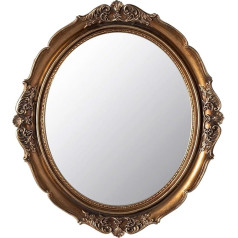 Funerom 32.5 x 36.3 cm Vintage Decorative Wall Mirror Hanging Mirror for Bedroom Living Room Dresser Oval Antique Gold