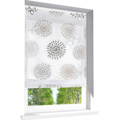 Bailey Jo Roman Blind With Circle Motif Print Design, Transparent Voile Curtain