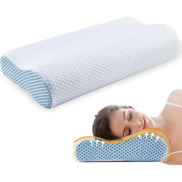 High Density Memory Foam Pillow Ergonomic Orthopaedic Sleeping Pillow for Neck and Shoulder Pain with Ice Silk Pillow Case