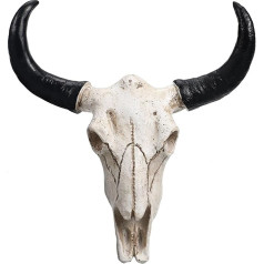 HOMSFOU Cow Skull Wall Sign Art Bull Head Skull Wall Hanging 3D Realistic Cow Statue Art Design Sculpture Halloween Art Craft Ornaments