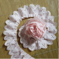 5 Yards Pleated Organza Lace Edge Gathered Mesh Trim Ribbon 5 cm Width Vintage Russet-red Edging Trimmings Fabric Embroidered Applique Sewing Craft Wedding Dress DIY Decor Clothes Embellishment