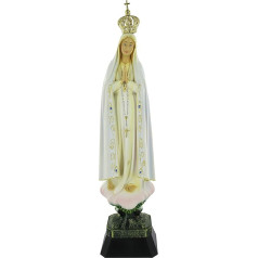 Ferrari & Arrighetti Hand Painted Our Lady of Fátima Statue with Gold Decorations and Blue Rhinestones - Approximately 35 cm High