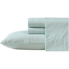 Nautica Queen Duvet Cover Set, Cotton Percale Bedding Set, Fresh and Cool, Lightweight and Breathable (Penny Pinstripe, White, Queen)
