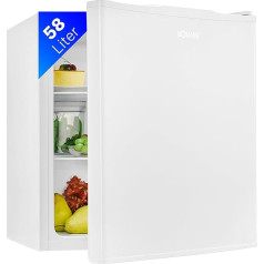 Bomann KB 7347 Mini Fridge with 58 Litre Capacity | Small Fridge with 2 Removable Glass Shelves | Mini Fridge with Continuous Temperature Control and Interchangeable Door Hinge | White