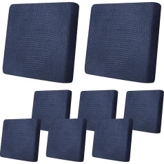 8 Pack Outdoor Patio Cushion Covers 50 x 50 x 5 cm Waterproof Stretch Couch Cushion Covers Replacement Chair Seat Cover with Zipper for Patio Furniture Sofa Couch Slipcovers Navy Blue