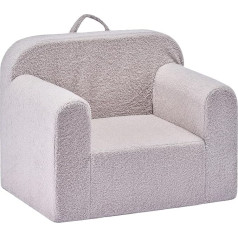 VEVOR Children's Sofa Foam Chair with Armrests and Carry Handle, Washable Mini Sofa Made of 28D Sponge & Teddy Plush Children's Couch Reading Couch for Playroom Bedroom Living Room Grey