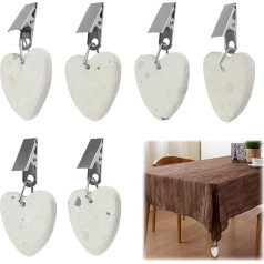 Morobor Tablecloth Weights Clips, 6 Pieces Heart Shape Tablecloth Weights Stone Tablecloth Weights Metal Clip for Outdoor Picnic Family Dinner Table Decoration (Mixed Colours)