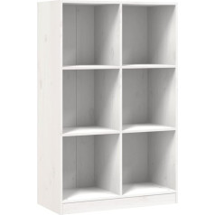 vidaXL Bookcase, Bookcase with 6 Compartments, Shelf with Wooden Frame, Standing Shelf, Filing Shelf for Living Room, Office, White Solid Pine Wood