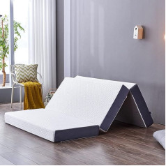Inofia Triple Fold Memory Foam Mattress for Single Bed 15cm Guest Folding Mattress with Washable Cover Foldable Three Sizes Bed in a Box 100 Night Home Trial (90 x 190 x 15 cm)