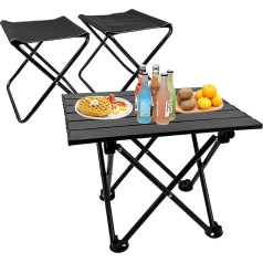 Folding Camping Table with Chairs Lightweight Picnic Table and 2 Chairs for Beach Hiking Travel Fishing BBQ Robust Outdoor Table and Chairs Set with Storage Bags