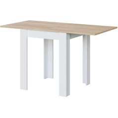 Miroytengo Livre Nordic Style Extendable Kitchen Table, White and Light Wood, 67-134 x 78 x 67 cm