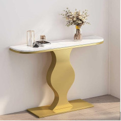Modern Entrance Table - Slim Console with Geometric Metal Base, Chic Accent Table for Living Room, Hallway and Foyer, Stylish Black Design (140cm)