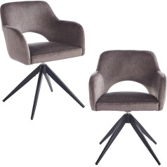 Set of 2 Dining Room Chairs, Rotatable Industrial, 360° Rotation Function with Memory Effect, Automatic Reset, Velour Cover, Metal Frame, Kitchen Chair for Dining Room, Kitchen, Office