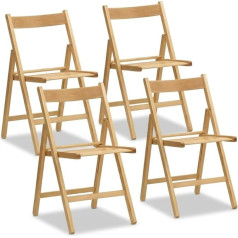 Tomma Set of 4 Folding Chairs Made in Italy Natural Wood