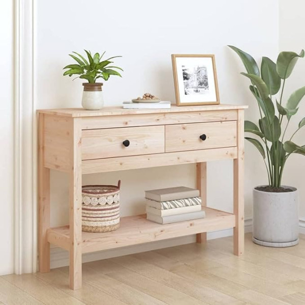 Console Table 100 x 35 x 75 cm Console Table for Living Room Console Cabinet Sideboard Hallway Side Table Solid Pine Wood
