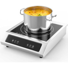 Induktionskochfeld mit 3500 W, kommerzielle Induktionskochfeld, Tragfähigkeit 50 kg, 9 Leistungsstufen, professionelle Keramik-Kochplatte mit Schiebe- und Touch-Steuerung, Sicherheitsverriegelung, 4