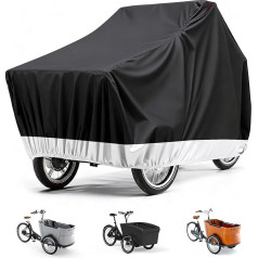 Cargo Bike Cover, 420D Durable Material, Waterproof Bicycle Cover, Welded Inner Seams, Bicycle Garage for Cargo Bike Tarpaulin, Tricycle Bicycle Protective Cover, Waterproof