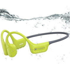 Schwimmkopfhörer IP68, wasserdicht, offene Ohrknochenleitung, Unterwasser-Kopfhörer, Bluetooth 6.0 & MP3-Player mit 32 GB Speicherkarte, weich/hautfarben/leichter Klang, SurfAudio (grün)